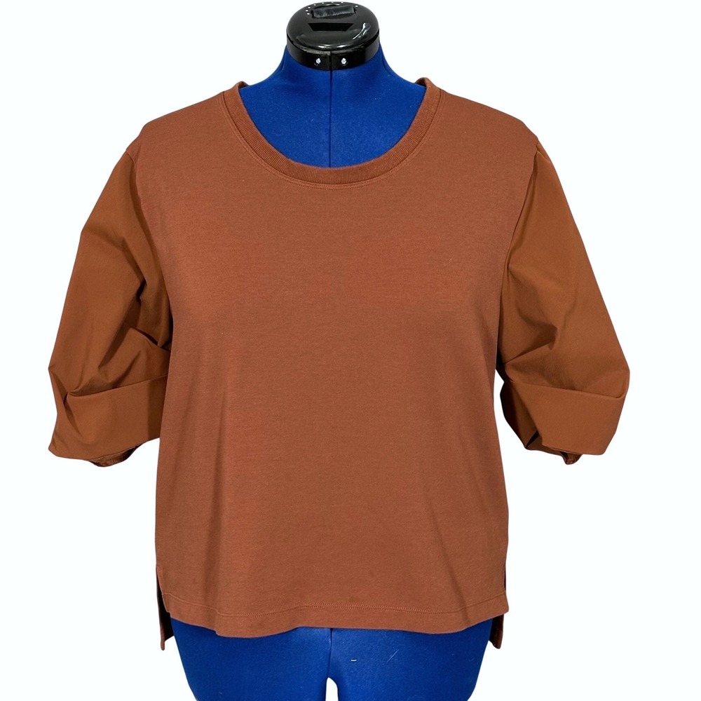 Athleta Harlow Hybrid Tee Puff Sleeve Top 466487 Medium Ancient Mahogany